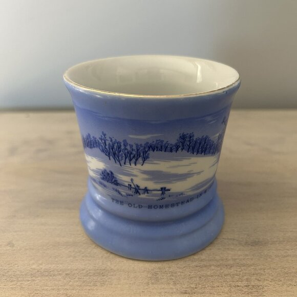 Currier & Ives The Old Homestead in Winter Coffee Mug Blue/White/Gold - Picture 5 of 12
